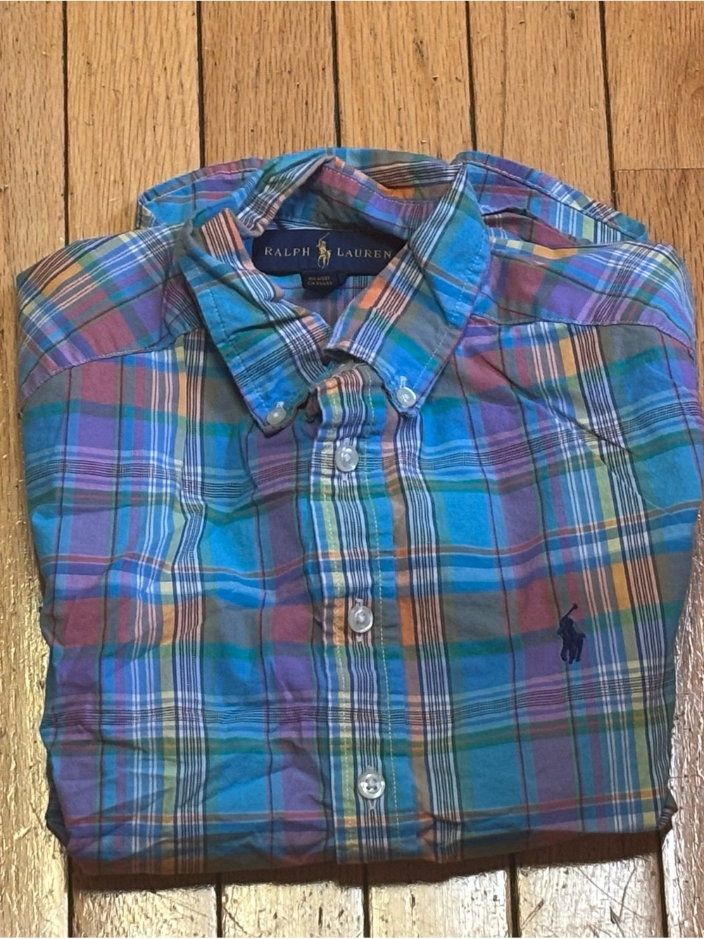 Ralph Lauren Blue Green Multicolor Plaid Button-Down Shirt